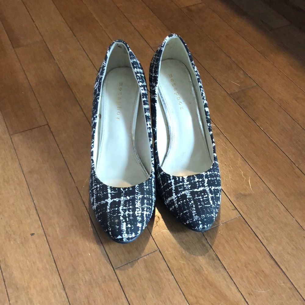 Black and white heels